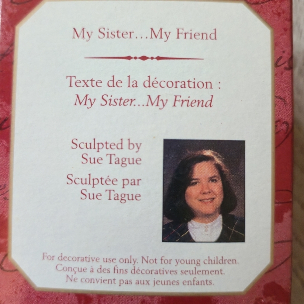 Hallmark Keepsake 1999 Christmas Ornament Sister to Sister "My Sister My Friend" - Picture 4 of 8